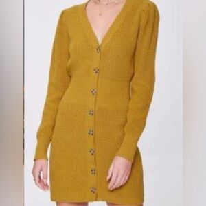 Forever 21 Yellow Ribbed Cardigan Sweater